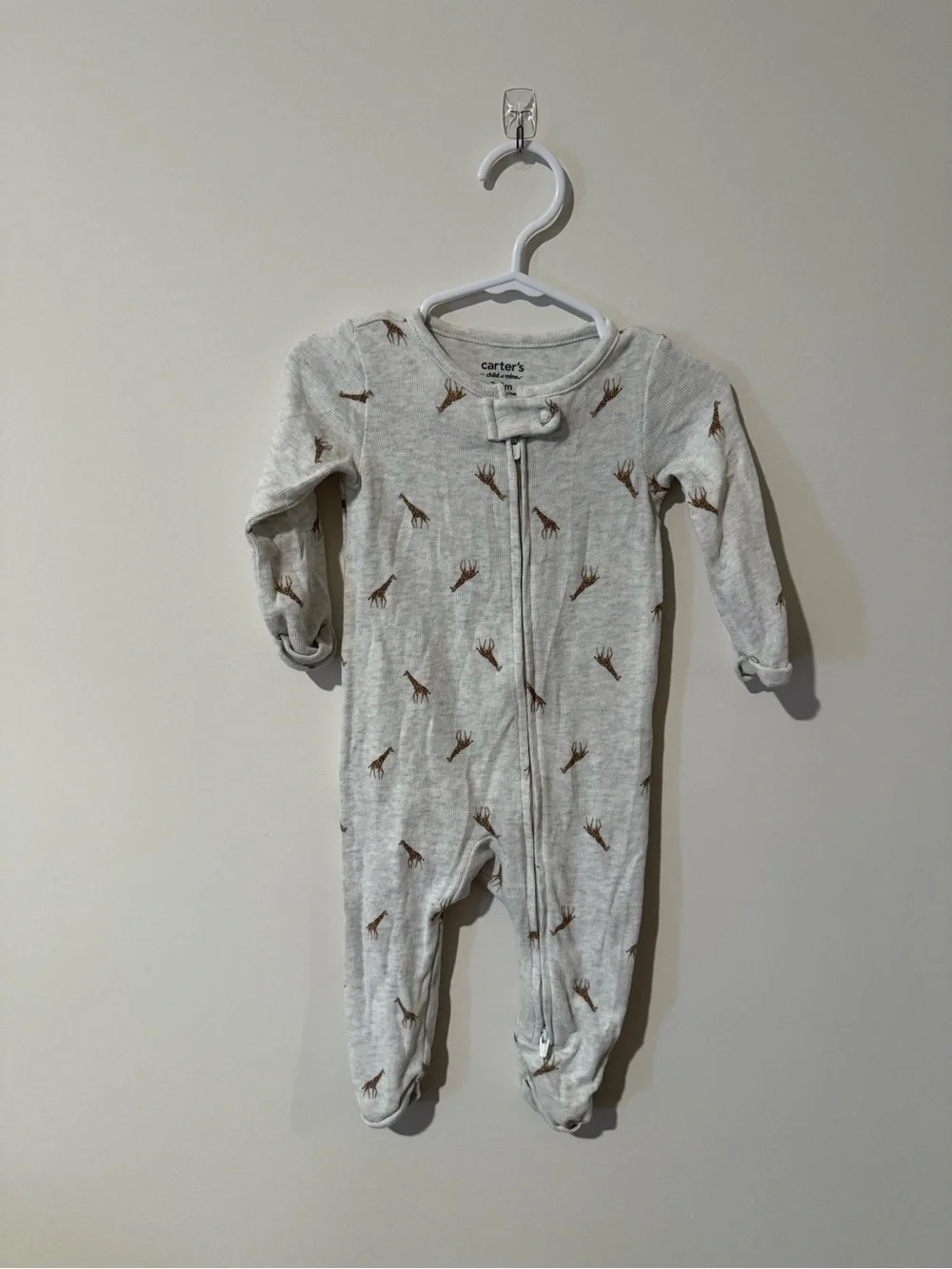 Carter's Gray Giraffe Print One-Piece Bodysuit